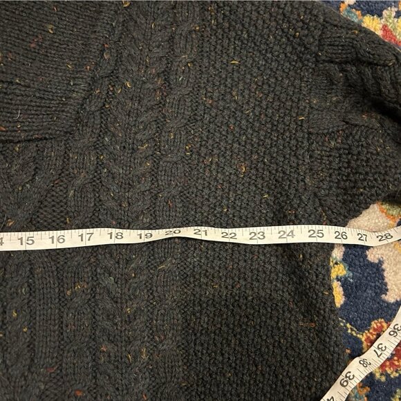 Handknit Irish Fisherman Sweater Green 2XL Wool Cableknit Chunky Grandpa Preppy - Picture 6 of 8